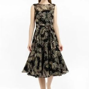 Marella Black Tan Leaf Women's Dress - Size 10